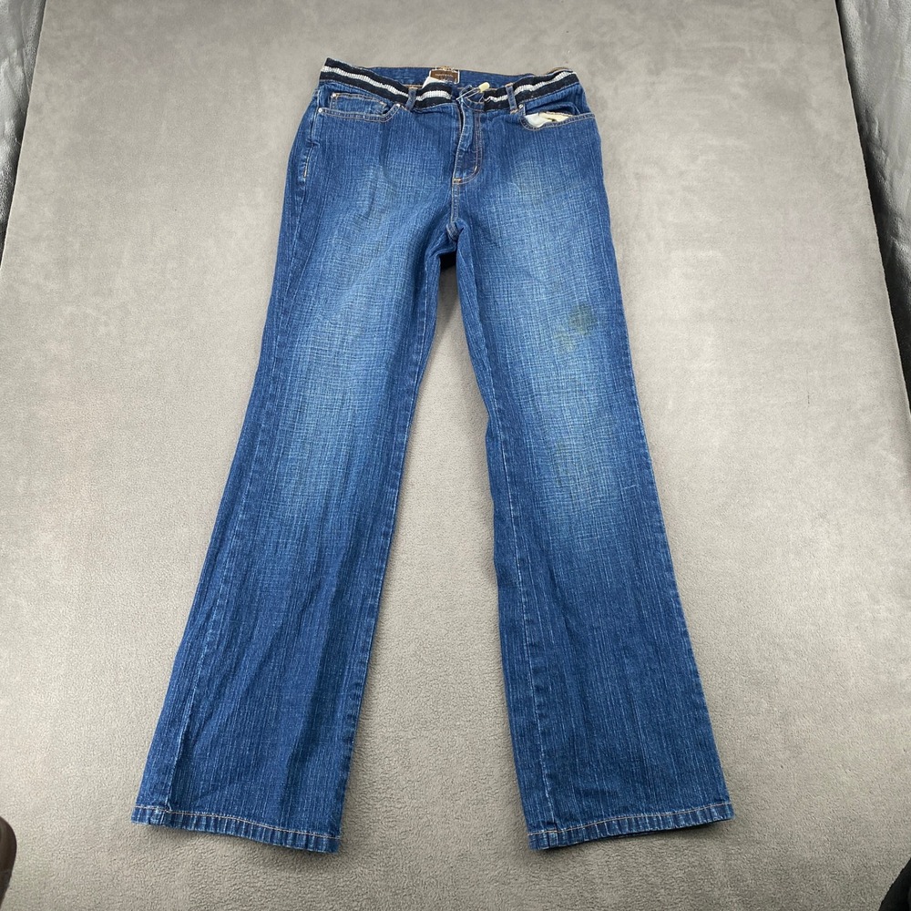 Nancy Bolen Womens Blue Wide Leg Rhinestone Waist Jeans Size 10 RN 86348